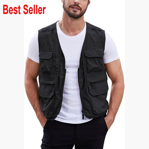 Lightweight Utility Fishing Vest with Multi-Pockets Mesh Back